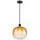 Ballston Brookhaven Sphere 11"W Black Cord Mini Pendant w/ Amber Shade