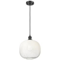 Ballston Brookhaven Sphere 11"W Black Cord Mini Pendant w/ Opal Shade