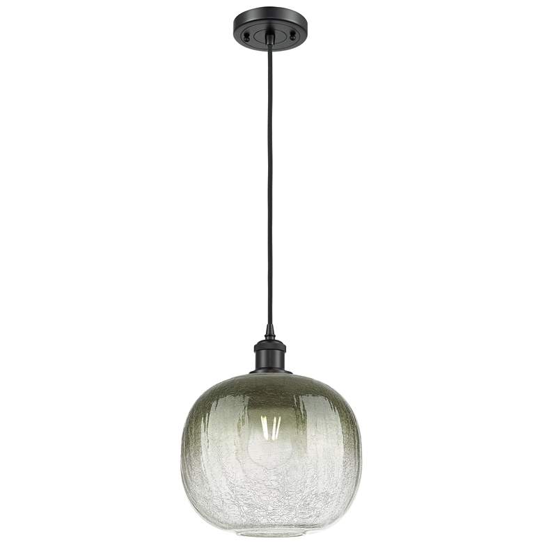 Image 1 Ballston Brookhaven Sphere 11"W Black Cord Mini Pendant w/ Slate Shade