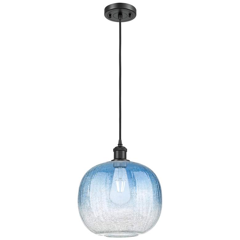 Image 1 Ballston Brookhaven Sphere 11"W Black Cord Pendant w/ Sapphire Shade