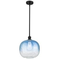 Ballston Brookhaven Sphere 11"W Black Stem Pendant w/ Sapphire Shade