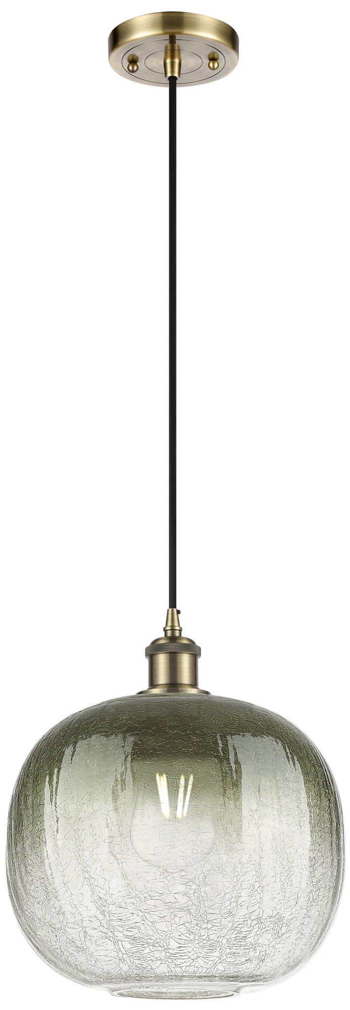 Ballston Brookhaven Sphere 11"W Brass Cord Mini Pendant w/ Slate Shade