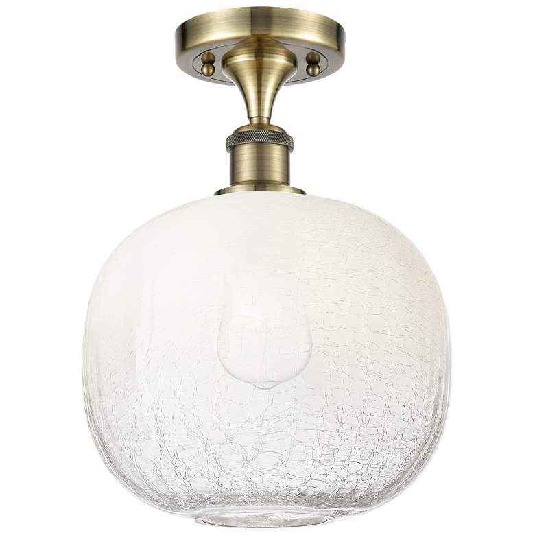 Image 1 Ballston Brookhaven Sphere 11"W Brass Semi.Flush Mount With Opal Shade