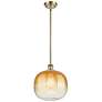 1_Ballston Brookhaven Sphere 11"W Brass Stem Mini Pendant w/ Amber Shade