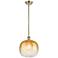Ballston Brookhaven Sphere 11"W Brass Stem Mini Pendant w/ Amber Shade