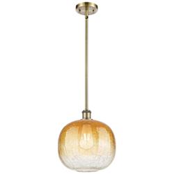 Ballston Brookhaven Sphere 11"W Brass Stem Mini Pendant w/ Amber Shade