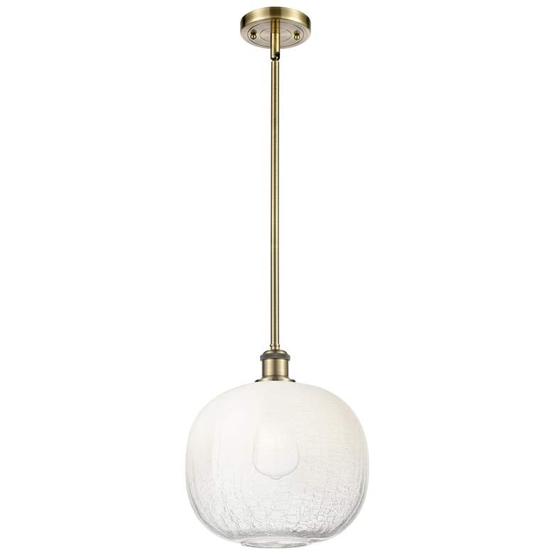 Image 1 Ballston Brookhaven Sphere 11"W Brass Stem Mini Pendant w/ Opal Shade