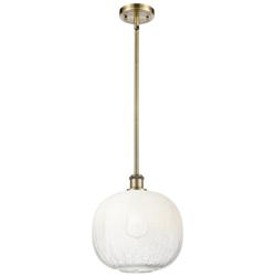 Ballston Brookhaven Sphere 11"W Brass Stem Mini Pendant w/ Opal Shade