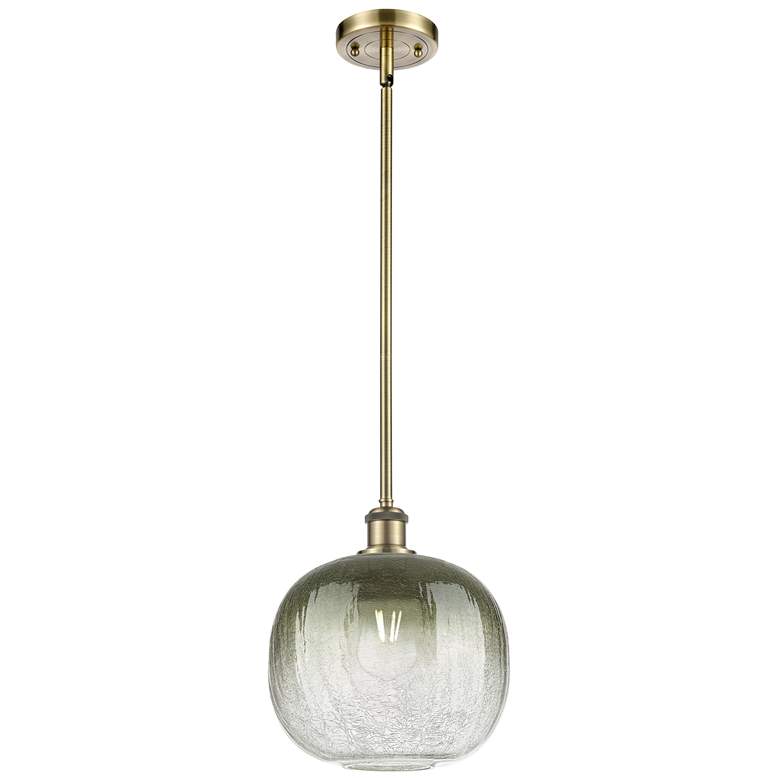 Image 1 Ballston Brookhaven Sphere 11"W Brass Stem Mini Pendant w/ Slate Shade