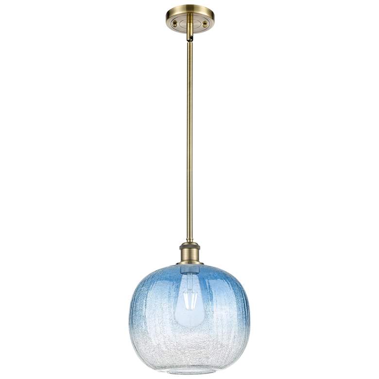 Image 1 Ballston Brookhaven Sphere 11"W Brass Stem Pendant w/ Sapphire Shade