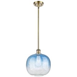 Ballston Brookhaven Sphere 11"W Brass Stem Pendant w/ Sapphire Shade