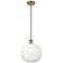 Ballston Brookhaven Sphere 11"W Brushed Brass Cord Pendant w/ Opal Shade