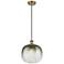 Ballston Brookhaven Sphere 11"W Brushed Brass Cord Pendant w/ Slate Shade