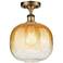 Ballston Brookhaven Sphere 11"W Brushed Brass Semi-Flush w/ Amber Shade