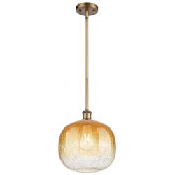 Ballston Brookhaven Sphere 11"W Brushed Brass Stem Pendant w/ Amber Shade