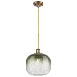 Ballston Brookhaven Sphere 11"W Brushed Brass Stem Pendant w/ Slate Shade