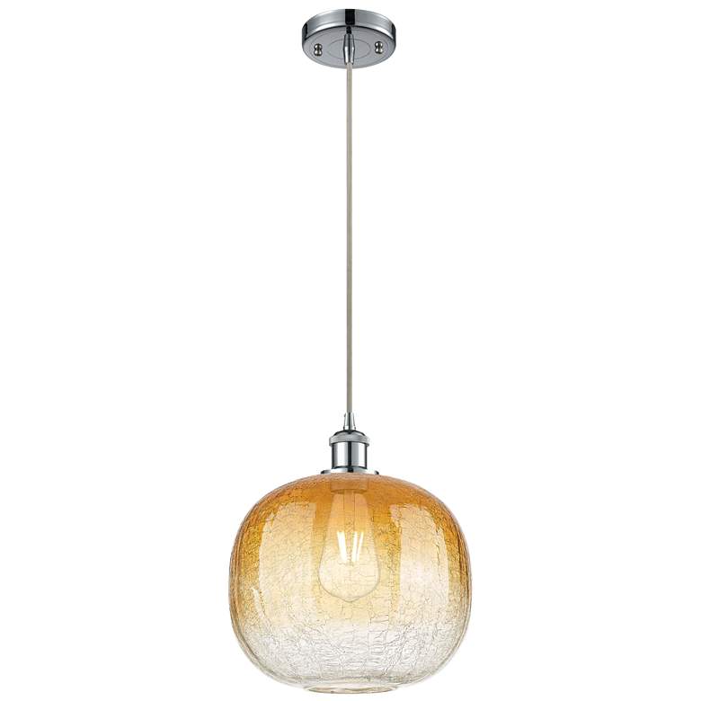 Image 1 Ballston Brookhaven Sphere 11"W Chrome Cord Pendant w/ Amber Shade