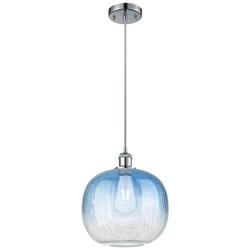 Ballston Brookhaven Sphere 11"W Chrome Cord Pendant w/ Sapphire Shade