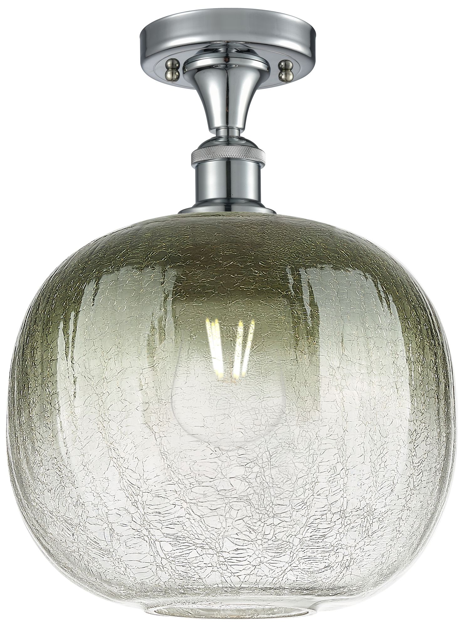 Ballston Brookhaven Sphere 11"W Chrome Semi.Flush Mount w/ Slate Shade