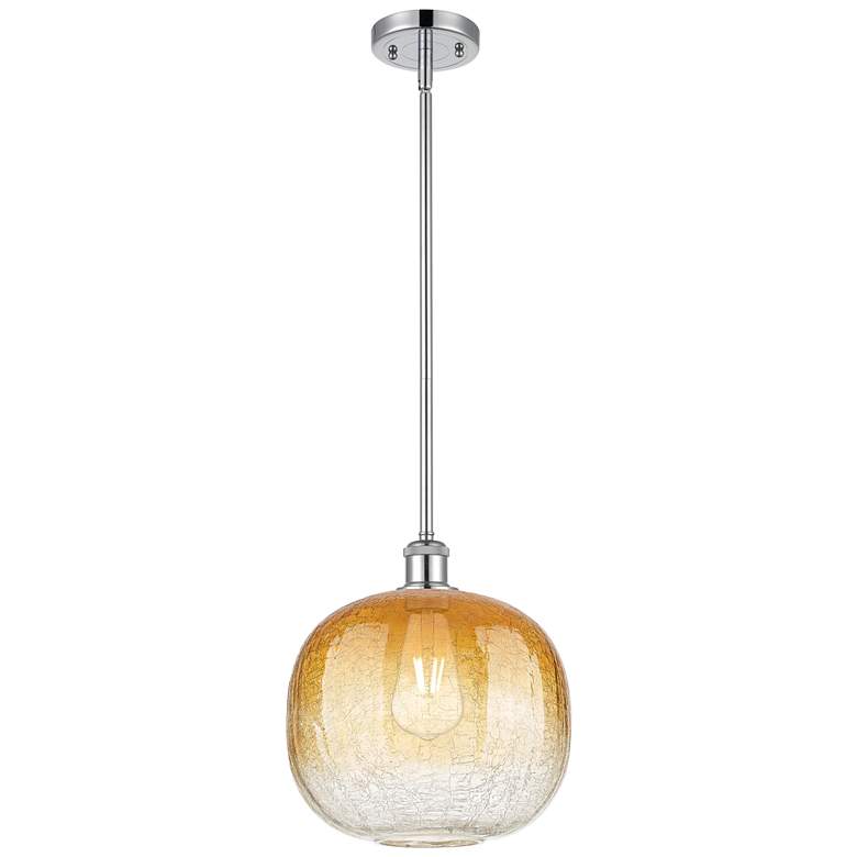 Image 1 Ballston Brookhaven Sphere 11"W Chrome Stem Pendant w/ Amber Shade
