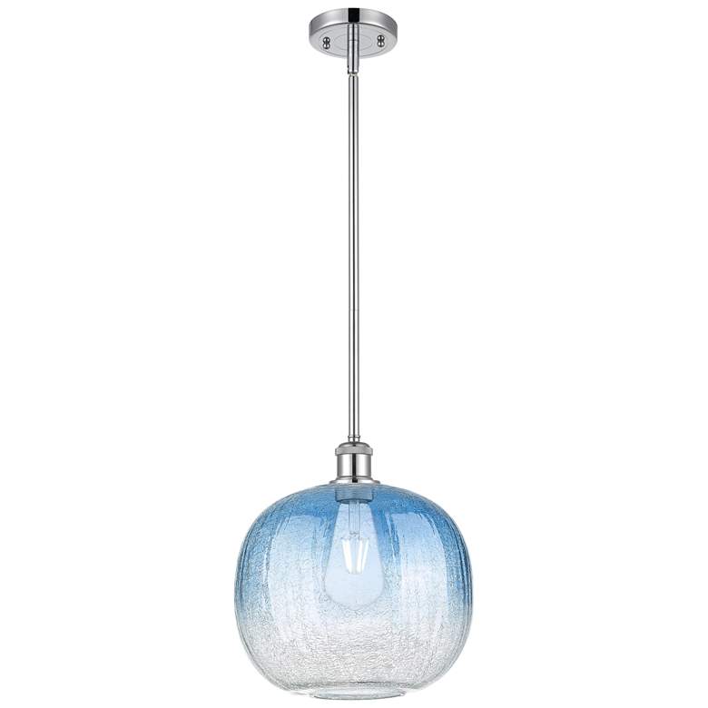 Image 1 Ballston Brookhaven Sphere 11"W Chrome Stem Pendant w/ Sapphire Shade