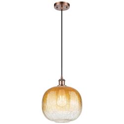 Ballston Brookhaven Sphere 11"W Copper Cord Pendant w/ Amber Shade