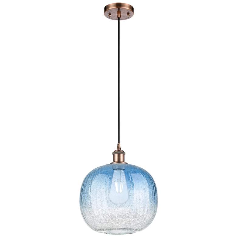 Image 1 Ballston Brookhaven Sphere 11"W Copper Cord Pendant w/ Sapphire Shade