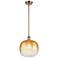 Ballston Brookhaven Sphere 11"W Copper Stem Pendant w/ Amber Shade