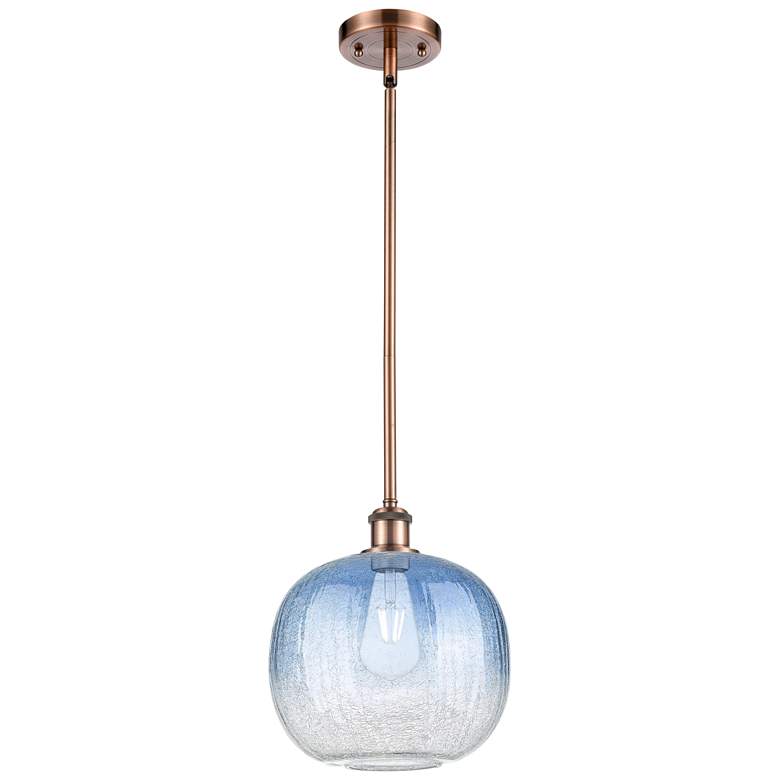 Image 1 Ballston Brookhaven Sphere 11"W Copper Stem Pendant w/ Sapphire Shade