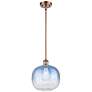 1_Ballston Brookhaven Sphere 11"W Copper Stem Pendant w/ Sapphire Shade