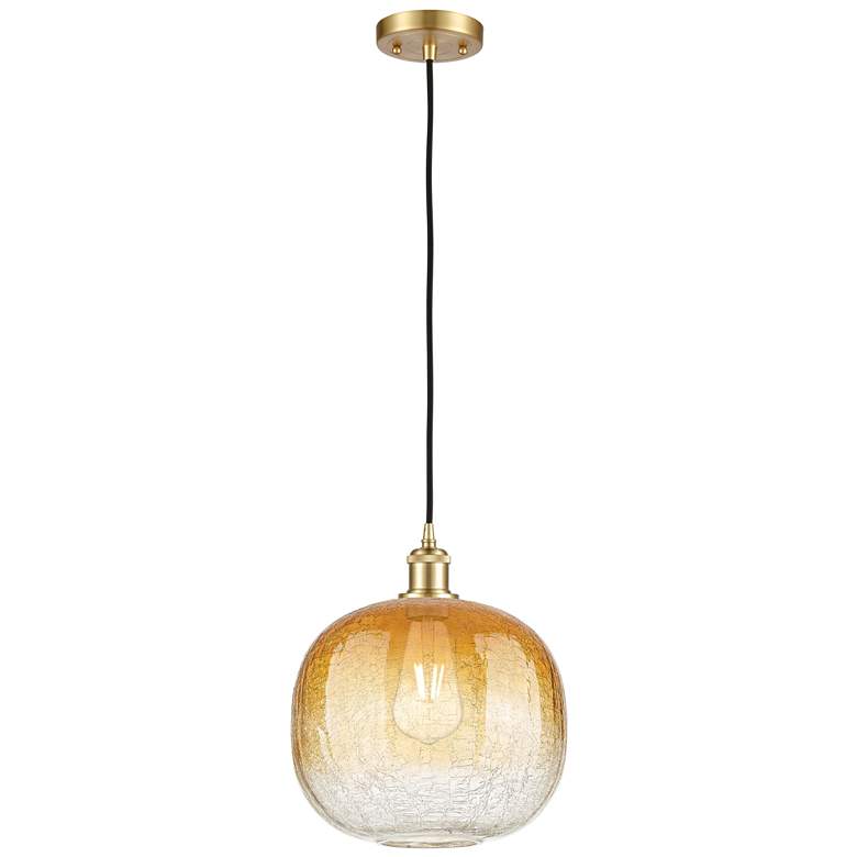 Image 1 Ballston Brookhaven Sphere 11"W Gold Cord Mini Pendant w/ Amber Shade