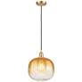 1_Ballston Brookhaven Sphere 11"W Gold Cord Mini Pendant w/ Amber Shade
