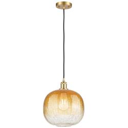 Ballston Brookhaven Sphere 11"W Gold Cord Mini Pendant w/ Amber Shade