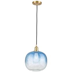 Ballston Brookhaven Sphere 11"W Gold Cord Pendant w/ Sapphire Shade