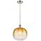 Ballston Brookhaven Sphere 11"W Nickel Cord Pendant w/ Amber Shade