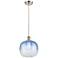 Ballston Brookhaven Sphere 11"W Nickel Cord Pendant w/ Sapphire Shade