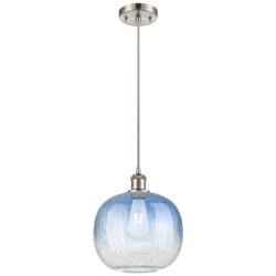 Ballston Brookhaven Sphere 11"W Nickel Cord Pendant w/ Sapphire Shade
