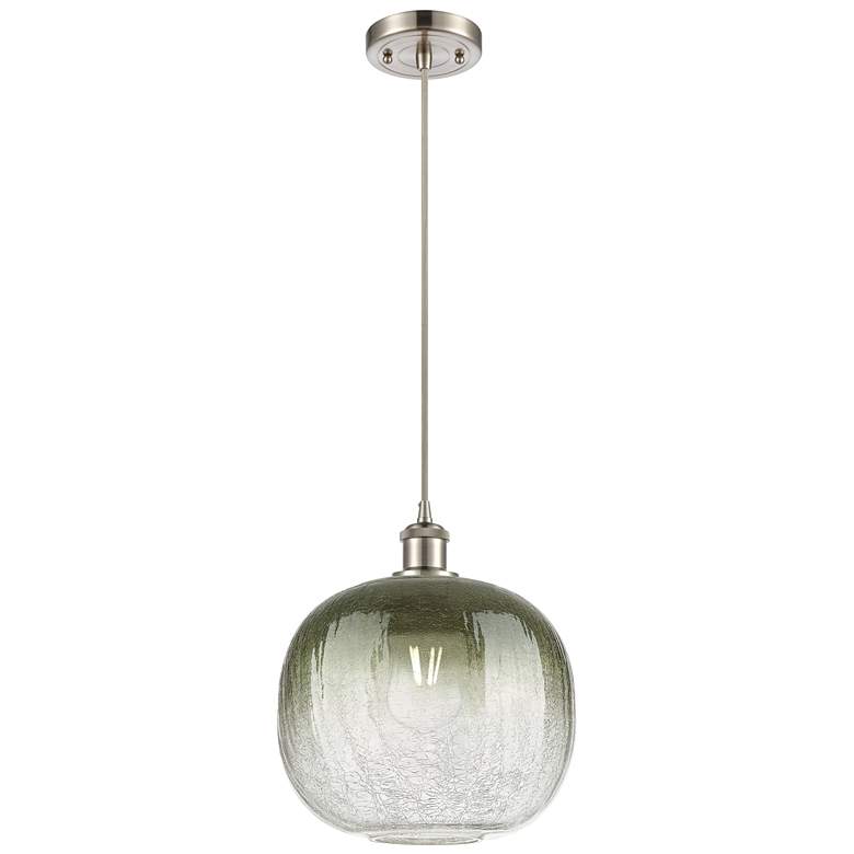 Image 1 Ballston Brookhaven Sphere 11"W Nickel Cord Pendant w/ Slate Shade