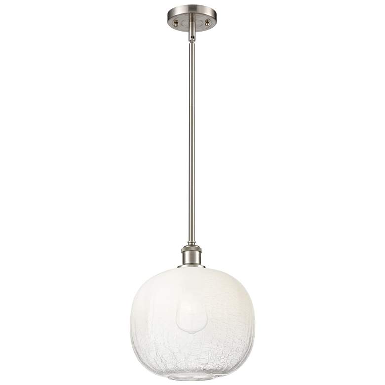 Image 1 Ballston Brookhaven Sphere 11"W Nickel Stem Pendant w/ Opal Shade