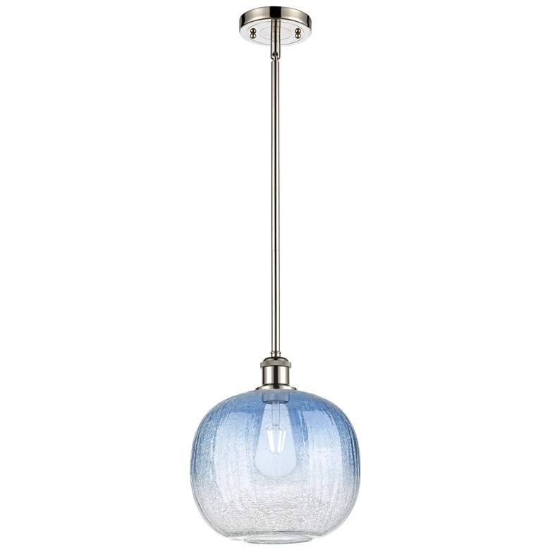 Image 1 Ballston Brookhaven Sphere 11"W Nickel Stem Pendant w/ Sapphire Shade