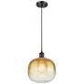 1_Ballston Brookhaven Sphere 11"W Oiled Bronze Cord Pendant w/ Amber Shade