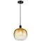 Ballston Brookhaven Sphere 11"W Oiled Bronze Cord Pendant w/ Amber Shade