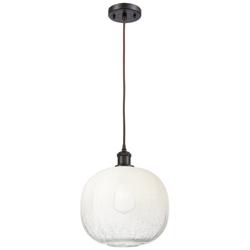 Ballston Brookhaven Sphere 11"W Oiled Bronze Cord Pendant w/ Opal Shade