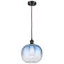 1_Ballston Brookhaven Sphere 11"W Oiled Bronze Cord Pendant w/ Sapphire Shade