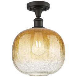 Ballston Brookhaven Sphere 11"W Oiled Bronze Semi-Flush w/ Amber Shade