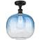 Ballston Brookhaven Sphere 11"W Oiled Bronze Semi-Flush w/ Sapphire Shade