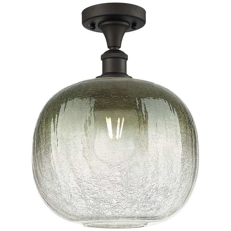 Image 1 Ballston Brookhaven Sphere 11"W Oiled Bronze Semi-Flush w/ Slate Shade
