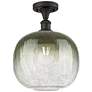 Ballston Brookhaven Sphere 11"W Oiled Bronze Semi-Flush w/ Slate Shade