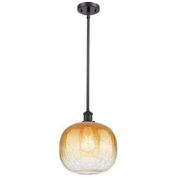 Ballston Brookhaven Sphere 11"W Oiled Bronze Stem Pendant w/ Amber Shade