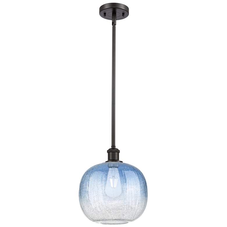 Image 1 Ballston Brookhaven Sphere 11"W Oiled Bronze Stem Pendant w/ Sapphire Shade